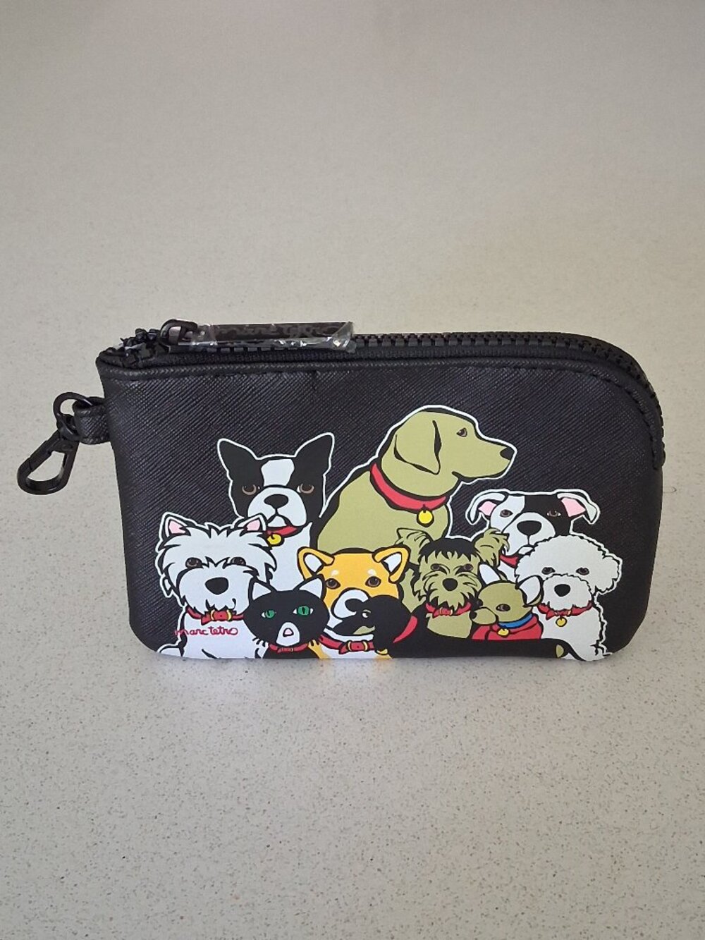 Marc Tetro Dog Pups Black Coin Purse